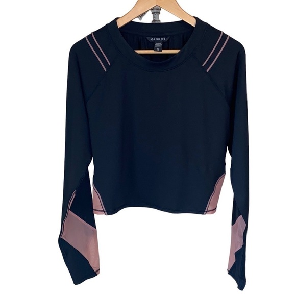 Athleta ignite shirt Palermo pink and black stretch with mesh xl cropped NEW - Picture 3 of 10